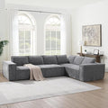 129.5 Minimalist Style Modular Sectional Sofa 6 Seat Wrinkle-Resistant Chenille Couch Set 2 PC Free Combination Modern L-Shaped Cloud Sofa Set for Living Room (Gray-ER11)