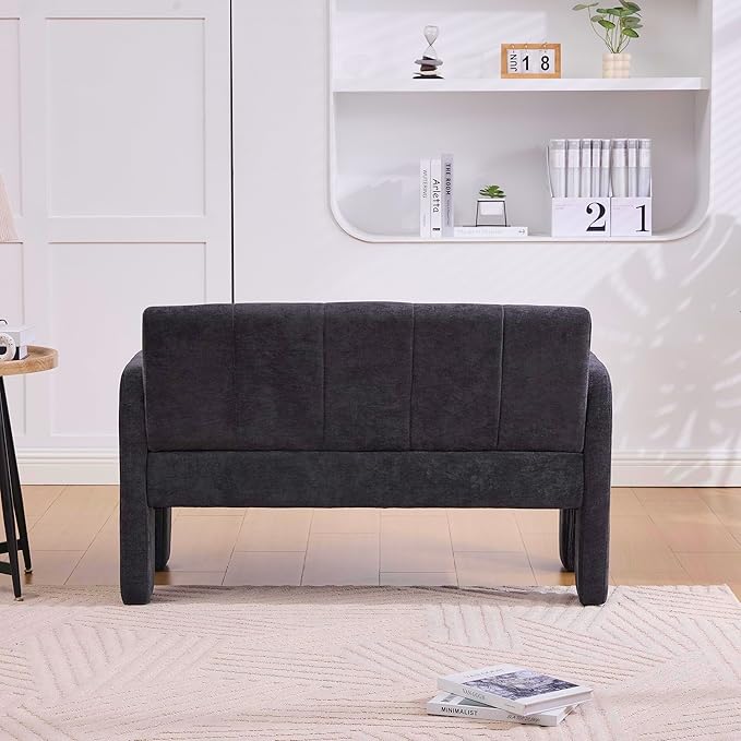 Nordic Modern Double Armchair Living Room &amp Bedroom Compact Upholstered Sofa Leisure Sofa Comfortable Seating with Dual Armrests Can be paired with a single chair for Living RoomBedroom (BLACK)
