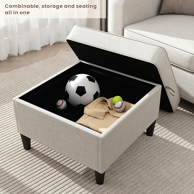 Sectional Sofa Couches for Living Room - L Shaped Cloud Couch-Comfy L Shape Modular Sofawith Storage Chaise-Washable Covers-Suitable for Living RoomsApartmentsRooms and Offices-Beige