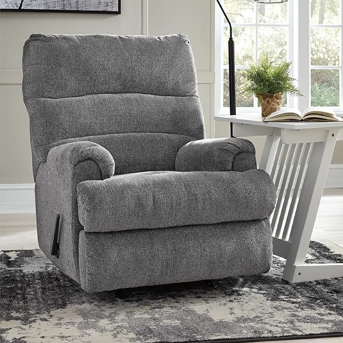 Signature Design by Ashley Man Fort Contemporary Rocker Recliner Gray