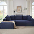 Sectional Couch with L-Shape Chaise 103 Modular Sectional Sofa with Deep Seat Modern Corduroy Couch Lazy Compression Sofa for Living Room No Assembly Required Left Facing Chaise Blue