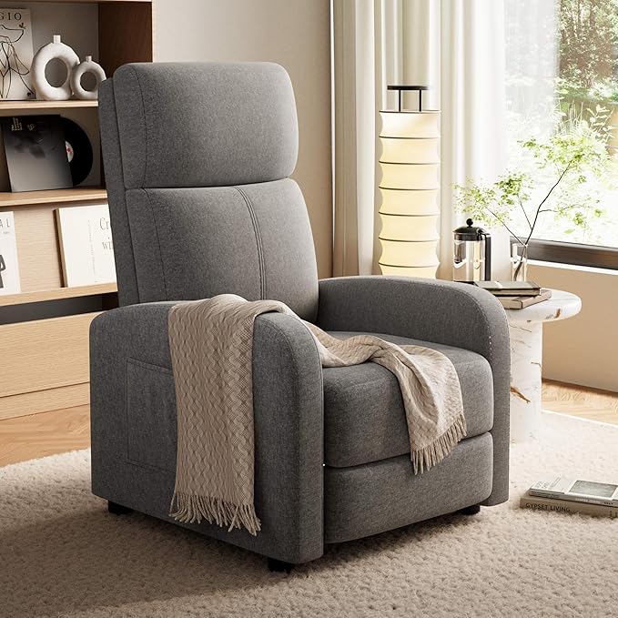 Garvee Recliner Chair for Adults Set of 2 PU Leather Lazy Recliner Ergonomic Adjustable Single Sofa Enhanced with Side Pocket Tall Back Wide Arms &amp Padded Seat Home Theater Seating for Living R