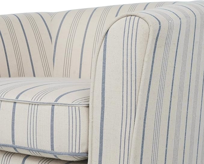 GDFStudio Swivel Accent Chair Upholstered Club ChairComfy Lounge Single Arm SofaModern Reading Chair for Living Room Bedroom Office28.75 x 28 x 27 300 Lbs Heavy Duty Beige Blue Stripe