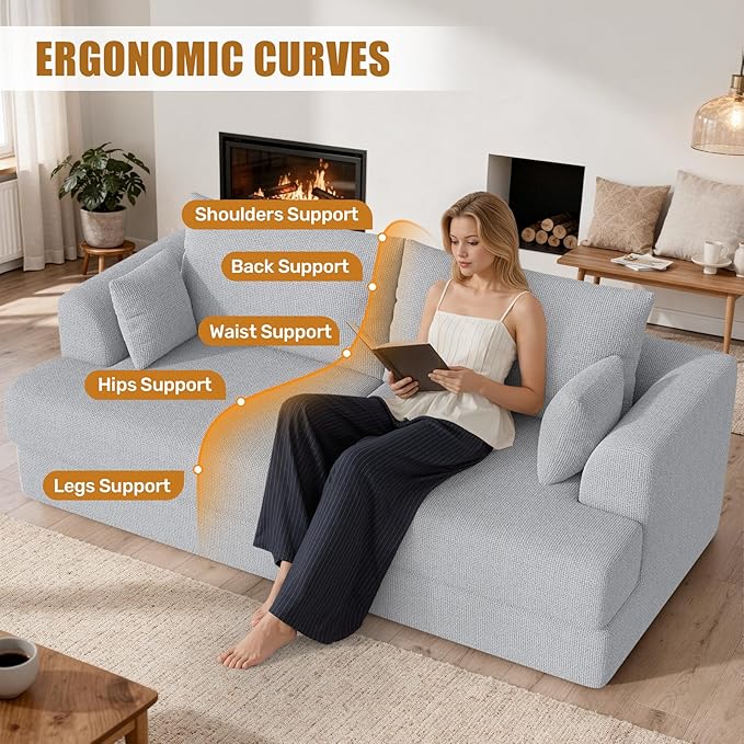 84” Loveseat Sofa Set of 2 Boneless Modular Sofa Couches for Living Room Cloud Couch with Deep SeatEasy Assembly for Small SpacesGreen