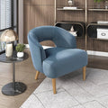 Lexicon Accent Arm Chair Modern Comfy Velvet Accent Chair Open Back with Solid Wood Legs for Living Room/Bedroom/Office/Waiting Room Blue