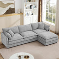 102 L-Shaped Sofa for Living RoomModular Sectional Cloud Sofa Couch with OttomanModern Chenille 3 Seater Sofas with Deep SeatSmall L Shaped Couches for Bedroom (Grey 102)