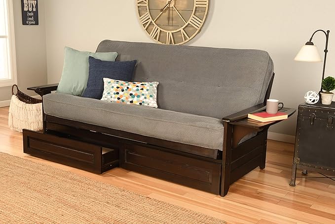 Kodiak Furniture Phoenix Full Size Futon in Natural Finish Linen Stone