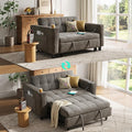 LINSY Sleeper Sofa Bed 54 Pull Out Couch with Charging Station &amp Cup Holder Small 3 in 1 Convertible Loveseat Sleeper Couch for Apartment Dorm Room Bedroom and Small Space Chenille Gray