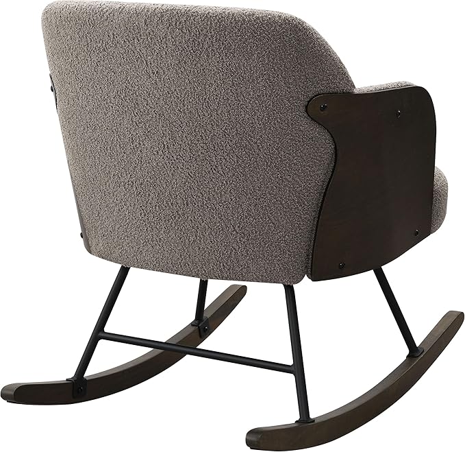Coaster Home Furnishings - Paige - Wood - Upholstered Rocking Chair with Boucle Fabric Metal Legs and Foam Seat - Living Room or Nursery - Taupe - 602626