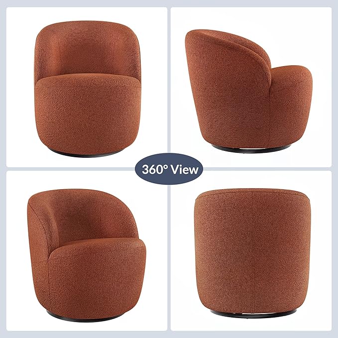 BELLEZE Swivel Barrel Chair Velvet Modern Round Swivel Accent Chair 360° Upholstered Swivel Single Sofa Armchair Comfy Swivel Accent Chair for Living Room Bedroom - Slate (Brick)
