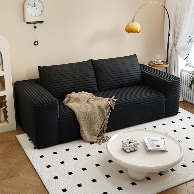 Modern Loveseat SofaModular Couch with Deep Seat Memory FoamComfy Small Cloud Couch for Small SpacesNo Assembly Required Sofa for Living RoomEfficient HomeBedroomOffice Apartment（71inchBlack）