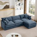 102 L-Shaped Sofa for Living RoomModular Sectional Cloud Sofa Couch with OttomanModern Chenille 3 Seater Sofas with Deep SeatSmall L Shaped Couches for Bedroom (Blue 102)