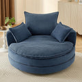 360° Swivel Sofa Chair Accent Barrel Chair 57.5 Swivel Round Chair with Dual-Layer Cushion Design and 3 Removable Pillows for Living Room Bedroom Office and Hotel (Blue)