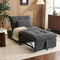 4-in-1 Convertible Sleeper Chair Bed with Adjustable Backrest Pillows Futon Sofa Bed with Side Pocket Sleeper Sofa Chair Pull Out Couches for Living Room Small Space Charcoal