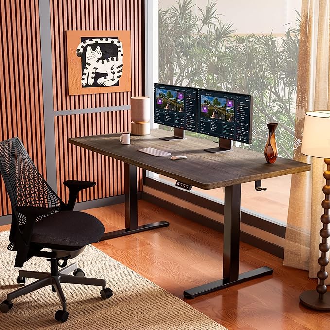 ErGear Height Adjustable Electric Standing Desk 71 x 30 Inches Sit Stand up Desk Memory Computer Home Office Desk Dark Walnut