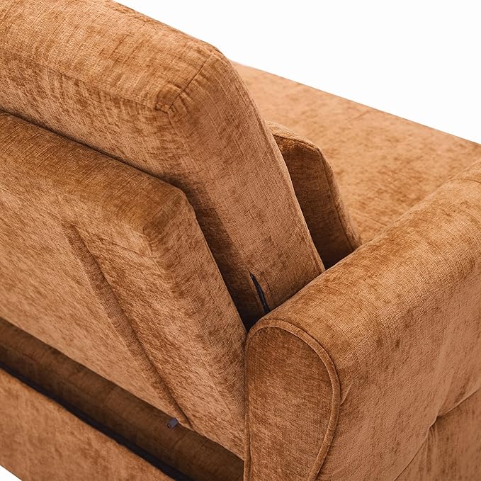 ERYE L-Shaped Reversible Recliner Sectional Sofa Chenille Upholstered Pull Out Convertible Sofabed with Pull Out Sleeper Couch Bed and Recliner Chaise Lounge and USB-C Ports