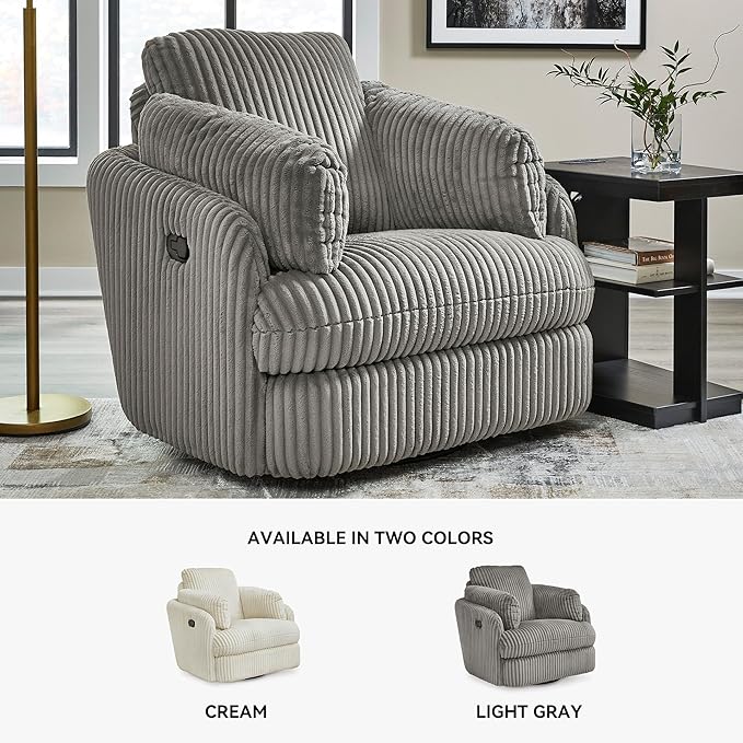 Signature Design by Ashley Tie-Breaker Casual Swivel Glider Recliner with Hidden Storage Gray