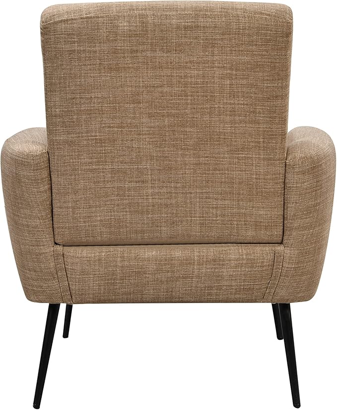 Mid Century Modern Upholstered Fabric Accent Chair Living Room Bedroom Leisure Single Sofa Chair (with Metal Legs) TV armrest seat Suitable for Small Space Home Office Coffee ChairLight Brown