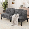 Vongrasig Futon Sofa Bed Velvet Futon Couch with Adjustable Backrest Small Convertible Folding Sleeper Sofa Bed Modern Loveseat for Living Room Bedroom and Small Space (Grey)