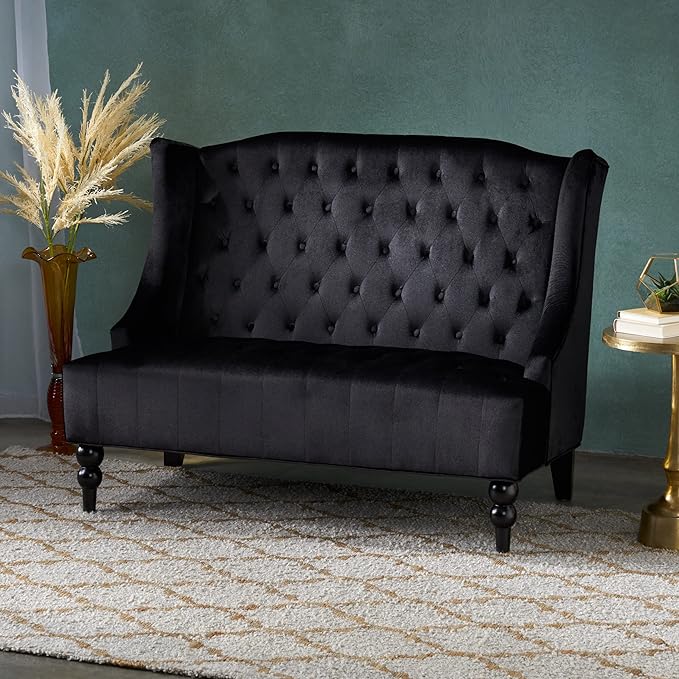 Merax Loveseat Sofa Classic 2 Seater Couch for Living Room Bedroom Office Black