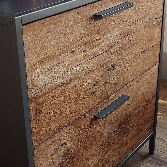2 Drawer Small File Cabinet with LockUnder Desk Locking Storage Cabinet Organizer for HomeOffice Lateral Filing CabinetsAssembly RequiredBrown