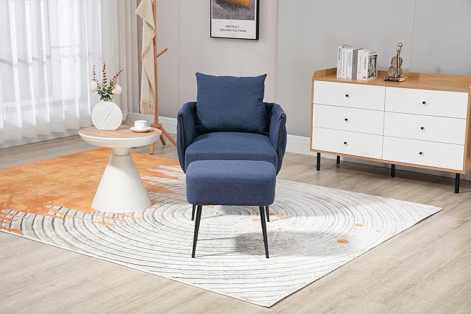 Velvet Accent Chair Modern Upholstered Armchair Tufted Chair with Metal Frame Single Leisure Chairs for Living Room Bedroom