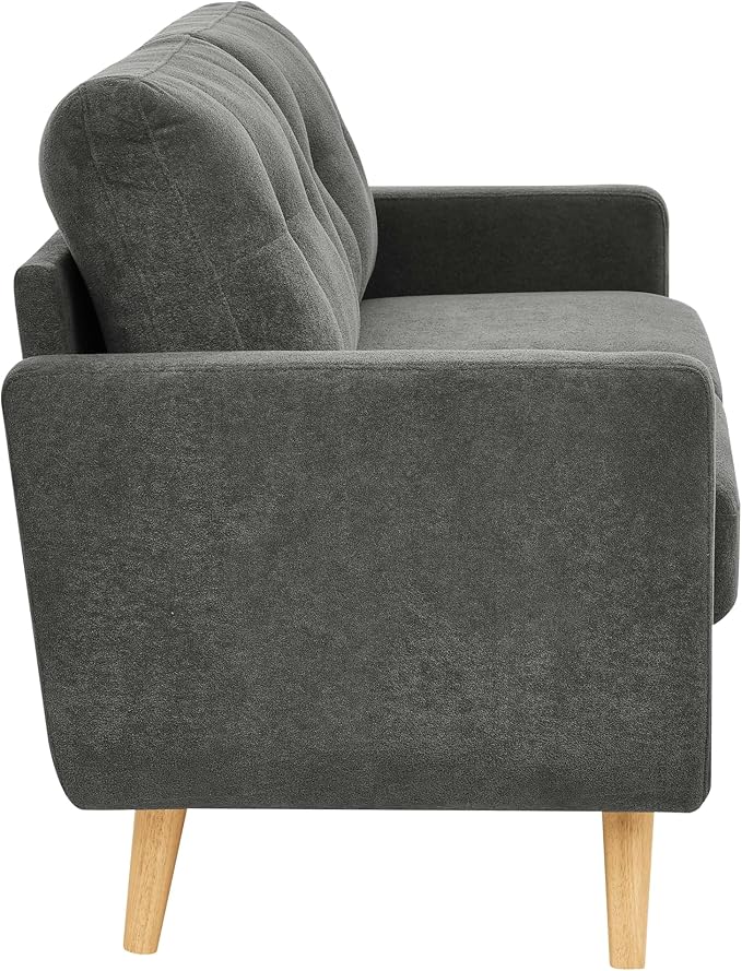 67 Gray Loveseat Sofa Mid Century Modern Love Seat Sofas and Comfy Corduroy Couches for Living Room Button Tufted Small Cloud Couch for Bedroom Office Apartment Small Space Easy Assembly (Gray)