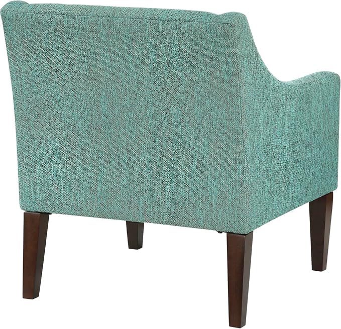Lexicon Living Room Accent Chair Textured Fabric Upholstered Arm Chair with Button Tufted Back Sloped Arms and Wooden Legs Green