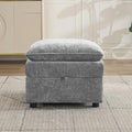 27 Large Square Ottoman with Storage Modern Upholstered Footrest with Anti-Slip Legs for Couch Coffee Table Living Room Bedroom Entryway Chenille Light Grey