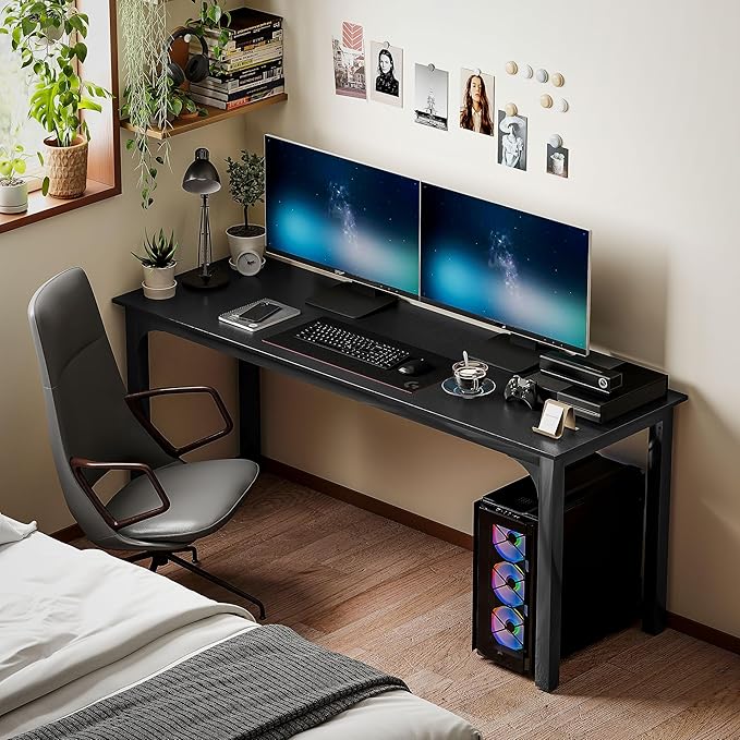 HOMCOM Modern Simple Large Computer Desk 71 Long Home Office Desk for Two Person Multi-Purpose Computer Table for Home Office Study Black