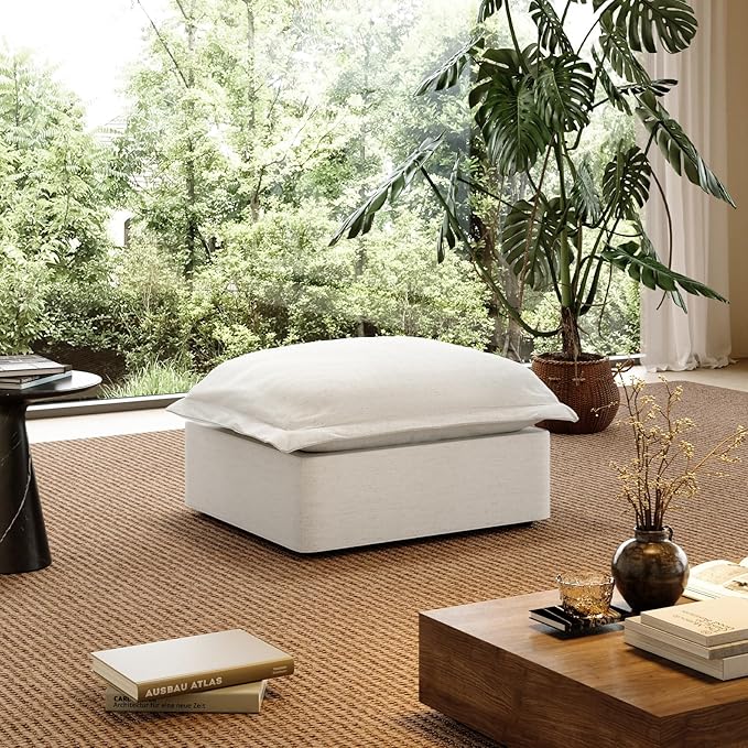 Linen Blend Cloud Couch Sectional for Living Room Comfy Down Filled Cloud Modular Sectional Sofa Modern Convertible Deep Seat Modular Couch Sleeper Sofa Bed Removable &amp Washable Covers
