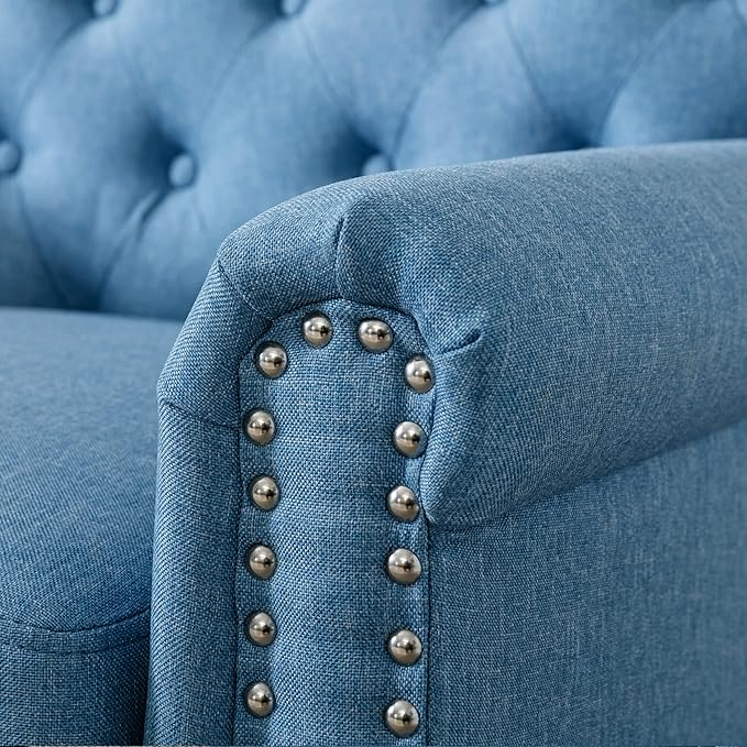 Popular Accent Chair Comfy Reading Chair Vintage Tufted Armchair with Ergonomical Roll Arms Upholstered Single Sofa Chair for Bedroom Living Room Office