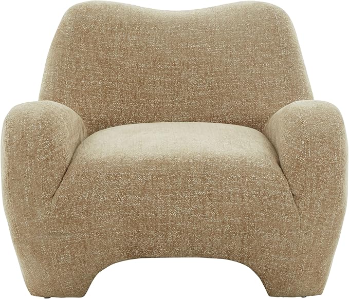 SAFAVIEH Couture Collection – Randal Light Brown Chenille Accent Chair Fully Assembled Upholstered Lounge Seating with Curved Arms (SFV4878C)