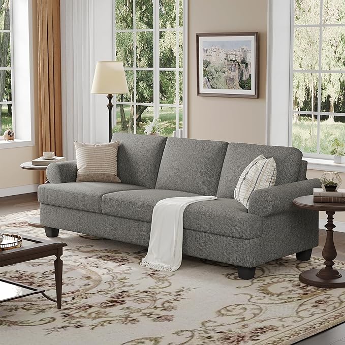 91 Inch Lawson Sofa with Extra Deep Seats Oversize Mid-Century 3-Seat Sofa Couch for Living Room Apartment Lounge Light Gray
