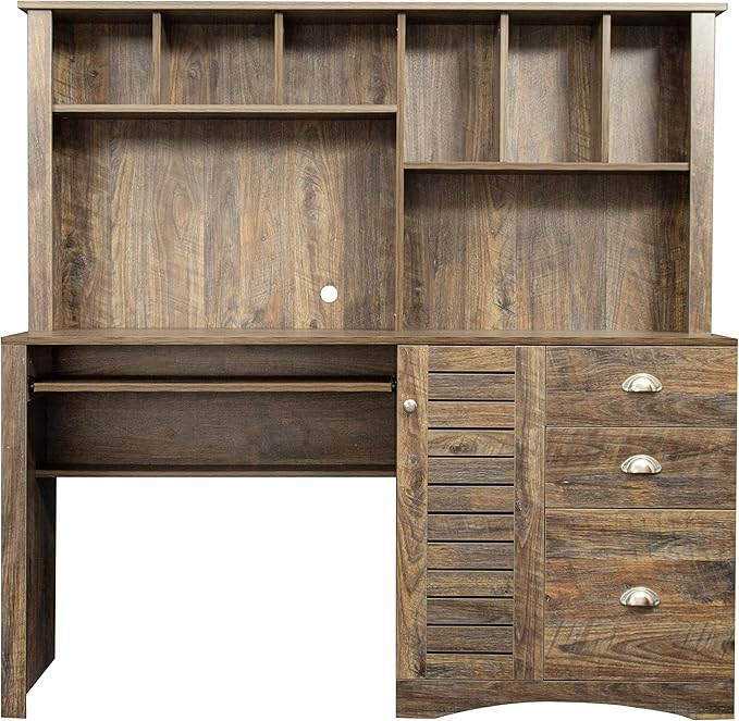 Home Office Computer Desk with Hutch Antiqued Paint Finish