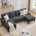 101 Sectional Couches for Living Room U Shaped Sofa with Double Chaise Lounge Modern Chenille Fabric 4-Seat Couch for Apartment/Small Space Grey