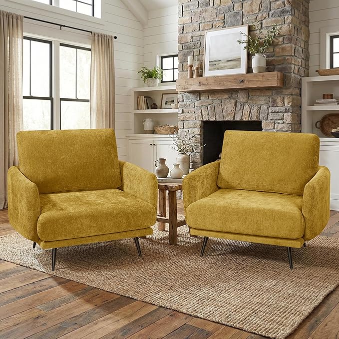 Oversized Accent Chair for Living Room Chairs Reading Arm Chair Comfy Modern Single Sofa Side Chairs with Metal Legs &amp Soft Cushion for Bedroom Waiting Room