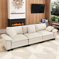 123 Cloud Modular Sectional Sofa 3-Seater w/Deep Seat &amp Removable Arms Plush Corduroy for Living Room - Beige