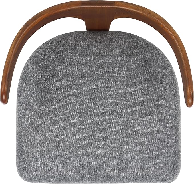SAFAVIEH Home Collection Oreus Mid-Century Modern Grey Linen/Brown Walnut Solid Wood Accent Chair