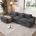108 Cloud Modular Sectional Couch with Deep Seat L-Shape Boneless Sofa with Oversized Chaise Comfy Fluffy Couches for Living Room Convertible Layered Cushions Plush Corduroy Dark Grey