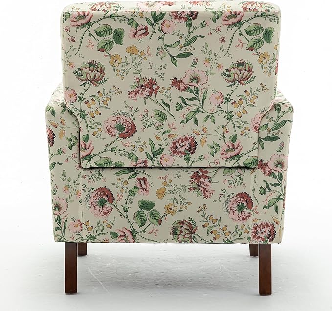 Contemporary Accent Arm Chair with Birch Wood Frame and Velvet Upholstery Armchair for Office and Living Room Decor Removable Cushions 04 Printed Fabric