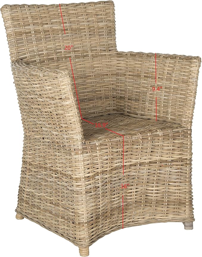 SAFAVIEH Home Collection Natuna Soft Grey Arm Chair