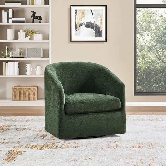 OSP Home Furnishings Parker Upholstered Swivel Tub Accent Chair Green Fabric