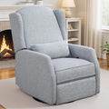 Nursery Swivel Glider Recliner Chair with Segmented Footrest Modern 360° Rocking Manual Motion Sofa with Lumbar Pillow Detachable Wings &amp Armrest for Living Room Bedroom (LightGray)
