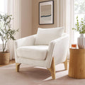 VANOMi Accent Chairs for Living Room Sherpa Armchair with Cushion Comfy Chair for Bedroom Reading Corner Apartment White