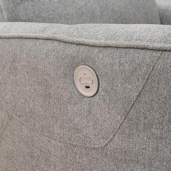 Powell Kylee Grey Upholstered Power Reclining Chair with Charging Port