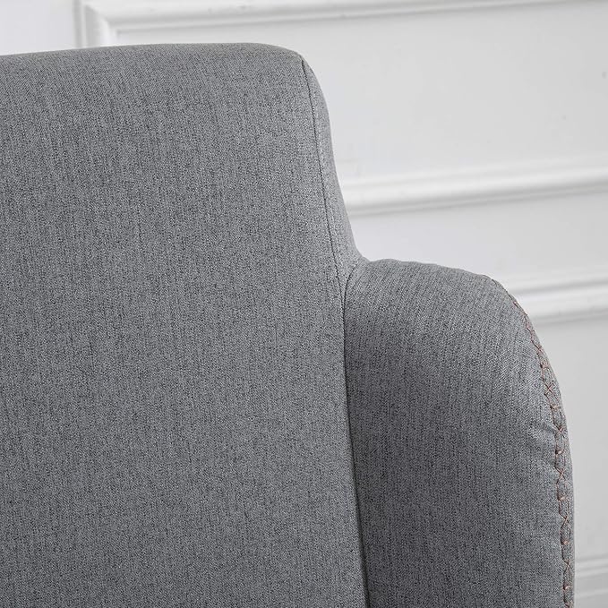 HOMCOM Modern Rocking Chair with Removable Lumbar Pillow Fabric Sofa Armchair with Thick Padding Metal Frame Wood Base for Living Room Light Grey