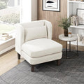 Lexicon Armless Living Room Accent Chair Corduroy Fabric Upholstered Single Sofa Chair with Pillow Solid Wood Legs Wing Back for Bedroom/Office/Waiting Area Beige