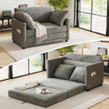 51 Loveseat Sleeper Sofa Bed Chenille Convertible Floor Sofa Bed for Small Spaces Folding Couch Bed with Deep Seat 2 Pillows &amp Solid Frame Pull Out Floor Couch for Living Room Grey