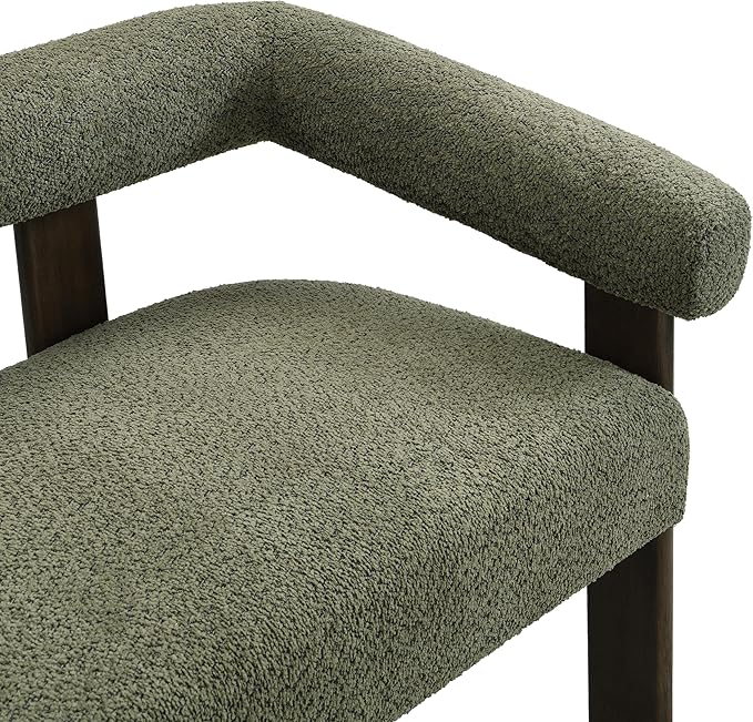 GDFStudio 53.25 Loveseat Sofa with Round Boucle Rrmrest Lightweight Upholstered Small Couch with Rubber Wood Frame Modern Couch with Deep Seat for for Living Room Bedroom Green